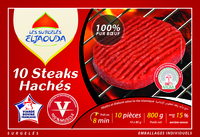10 steaks hachés 100% pur boeuf (15% MG)