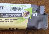Barre énergétique biologique à la noix de macadamia et au chocolat blanc