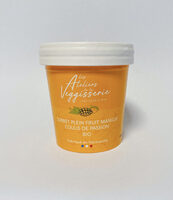 Sorbet mangue, coulis de passion