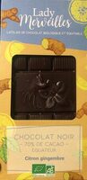 Chocolat noir 70% de cacao citron gingembre