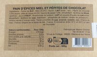 Pain d'épices miel et pépites de chocolat