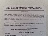 Milhojas de verdura, patata y pesto