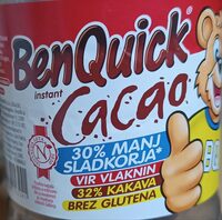 BenQuick Cacao, 30 % manj sladkorja