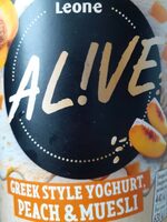 Leone Alive Greek style yoghurt, peach and muesli