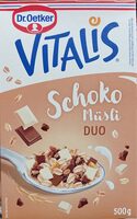 Vitalis SchokoDuomüsli mit Vollmilch- und weißer Schokolade