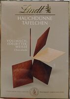 Hauchdünne Täfelchen Vollmilch, Edelbitter, Weiss