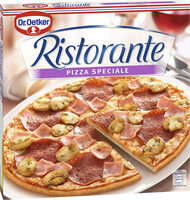 Speciale pizza con jamón salami y champiñones