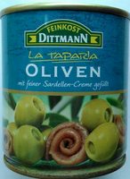 Oliven mit feiner Sardellen-Creme gefüllt