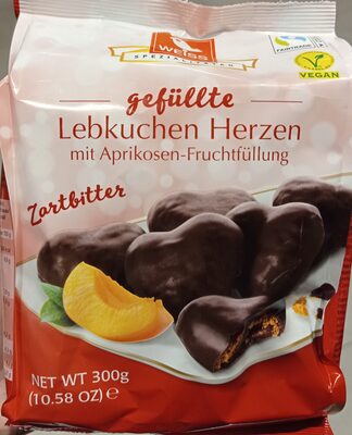 Gefüllte Lebkuchenherzen mit Aprikosen-Fruchtfüllung, Zartbitter
