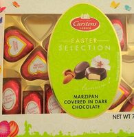 Marzipan covered in dark chocolate