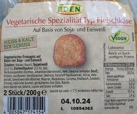 Vegetarische Spezialität Typ Fleischkäse