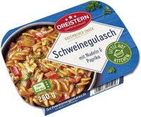 Schweinegulasch mit Nudeln und Paprika