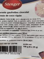 Cornets gaufrettes chocolat et noix de coco râpée