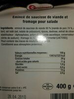 Emince Saucisse Gruninger Viande fromage pour salade