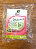 Tofu-Vleischkäse mit Zwiebeln