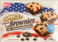 Oben Cookie unten Brownies mit Schokostückchen American Style