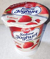 Zott Sahne Joghurt mild Erdbeere 4014500059617 Sahnejoghurt mild mit Erdbeeren. 10% Fett im Milchantei