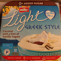 Muller light Greek style yogurt, coconut with a hint of vanilla