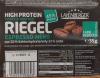 Layenberger Lowcarb. one Protein Riegel Espresso nero
