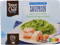 Saumon, purée et légumes verts