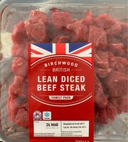 Lean diced beef steak
