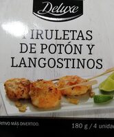 Piruletas de poton y langostinos