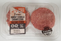 Hamburguesas de jamón y cebolla caramelizada