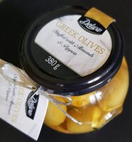 Greek green olives with almonds and peppers