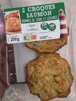 2 croques saumons pomme de terre et légumes