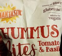 Hummus bites tomato and basil