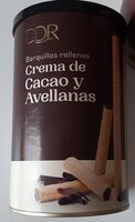 Barquillos rellenos de cacao y avellanas
