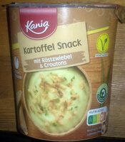 Kartoffel Snack mit Croutons und Röstzwiebeln