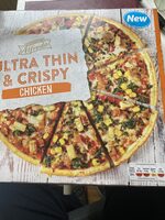 Ultra thin and crispy chicken pizza