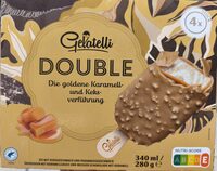 Double goldene Karamell- und Keksverführung Eis
