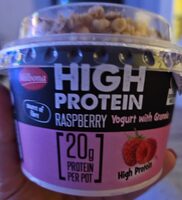 Raspberry yoghurt with granola