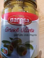 Grüne Oliven mit Paprika