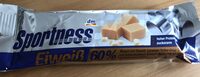 Riegel mit Eiweiß, Caramel-Toffe-Crisp-Geschmack mit kakaohaltiger Eiweißglasur (18%) überzogen.
