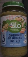 Dinkelnudeln mit Rahmspinat und Lachs