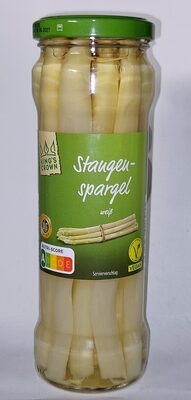 ALDI GEMÜSE KING’S CROWN Spargel  Weiß; geschält 2.29 370-ml-Glas kg = 11.17 ATG Abtropfgewicht (ATG) = 205 g