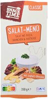 Snack Time Salat-Menü: Pasta-Salat mit Hähnchen 4061458268899 Salatmischung mit gegarten Nudeln, gebratenem, gewürztem Hähnchenbrustfilet, Hartkäse und Joghurt-Dressing