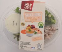 Salat-Menü Linsen-Salat mit Hähnchen