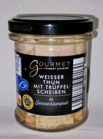 Weißer Thun mit Trüffelscheiben in Sonnenblumenöl