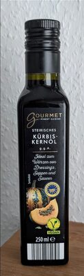 ALDI GOURMET FINEST CUISINE ÖL Steirisches Kürbiskernöl Ideal zum Würzen von Dressings, Suppen und Saucen 4.99€ 250-ml-Flasche 1l 19.96€ GTIN 4061461780647