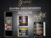 Oliven-Geschenkbox/Oliven-Genuss – Gourmet Finest Cuisine – 250ml+370g+135g+135g