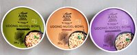 Udong-Nudel-Bowl (3 Sorten): Soja-Ingwer-Sauce/Erdnusssauce/Sesam-Teriyaki-Sauce