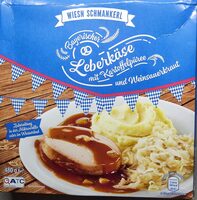 Leberkäse mit Kartoffelpüree und Weinsauerkraut