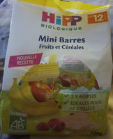 Mini Barres Fruits Et Céréales 2 Variétés Hipp 100G +