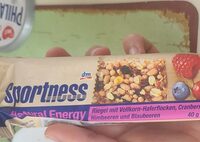 Natural Energy Riegel mit Vollkorn-Haferflocken, Cranberries, Himbeeren und Blaubeeren