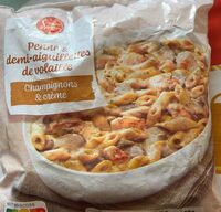 Penne et demi-aiguillettes de volaille ( champignons et crème)