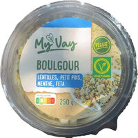 Boulgour lentilles petits pois menthe feta